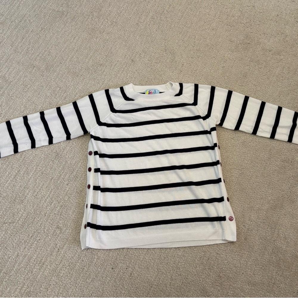 TRULY Black and White Striped Long Sleeve Tee